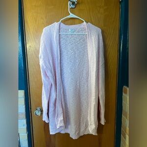 J. Crew Pink and Cream Knit Cardigan